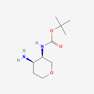 Chemical structure of tert-Butyl ((3R,4R)-4-aminotetrahydro-2H-pyran-3-yl)carbamate