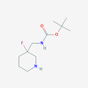 Chemical structure of 3-(N-Boc-aminomethyl)-3-fluoropiperidine