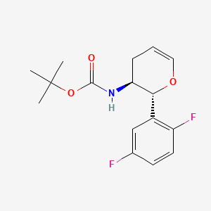 Chemical structure of tert-Butyl ((2R,3S)-2-(2,5-difluorophenyl)-3,4-dihydro-2H-pyran-3-yl)carbamate