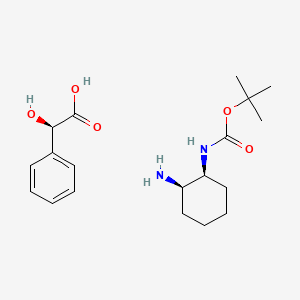 Chemical structure of Tert-Butyl ((1S,2R)-2-aminocyclohexyl)carbamate (R)-2-hydroxy-2-phenylacetate