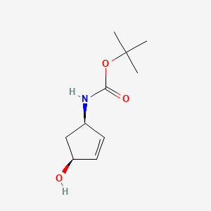 Chemical structure of tert-Butyl ((1R,4S)-4-hydroxycyclopent-2-en-1-yl)carbamate