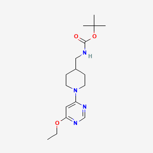 Chemical structure of tert-Butyl ((1-(6-ethoxypyrimidin-4-yl)piperidin-4-yl)methyl)carbamate