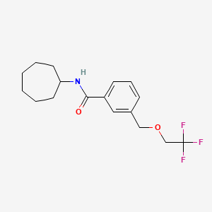 Chemical structure of tert-butyl ((1-(3-(trifluoromethyl)phenyl)cyclobutyl)methyl)carbamat