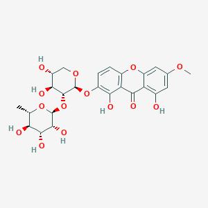 Chemical structure of Swertianin 2-O-α-L- rhamnopyranosyl-(1→2)-β-D-xylopyranoside