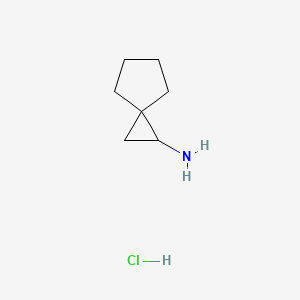 Chemical structure of Spiro[2.4]heptan-1-amine hydrochloride