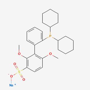 Chemical structure of Sodium 2'-(dicyclohexylphosphino)-2,6-dimethoxy-[1,1'-biphenyl]-3-sulfonate