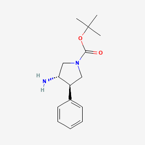 Chemical structure of rel-tert-Butyl (3R,4S)-3-amino-4-phenylpyrrolidine-1-carboxylate