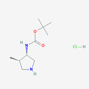 Chemical structure of rel-tert-Butyl ((3R,4R)-4-methylpyrrolidin-3-yl)carbamate hydrochloride