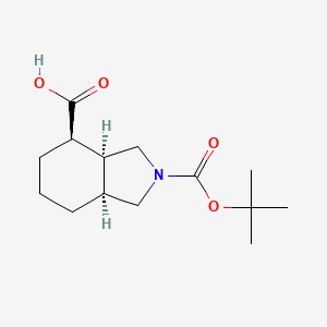 Chemical structure of rel-(3aS,4R,7aS)-2-(tert-Butoxycarbonyl)octahydro-1H-isoindole-4-carboxylic acid