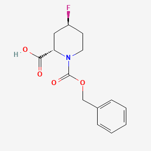 Chemical structure of Rel-(2R,4R)-1-((benzyloxy)carbonyl)-4-fluoropiperidine-2-carboxylic acid
