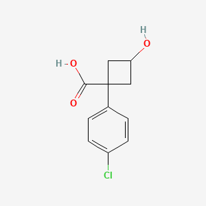 Chemical structure of 1-(4-Chlorophenyl)-3-hydroxycyclobutanecarboxylic acid