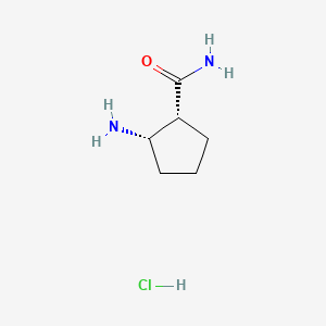 Chemical structure of rel-(1R,2S)-2-Aminocyclopentanecarboxamide hydrochloride