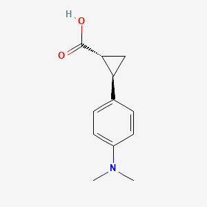 Chemical structure of rel-(1R,2R)-2-(4-(Dimethylamino)phenyl)cyclopropanecarboxylic acid