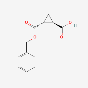 Chemical structure of Rel-(1R,2R)-2-((benzyloxy)carbonyl)cyclopropane-1-carboxylic acid