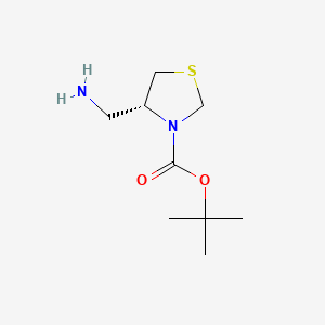 Chemical structure of R-4-AMINOMETHYL-THIAZOLIDINE-3-CARBOXYLIC ACID TERT-BUTYL ESTER