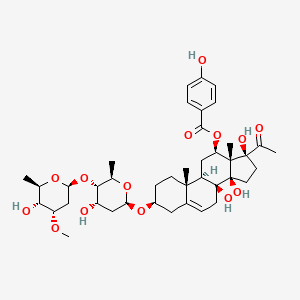 Chemical structure of Qingyangshengenin 3-O-β-D-cymaropyranosyl-(1→4)-β-D-digitoxopyranoside