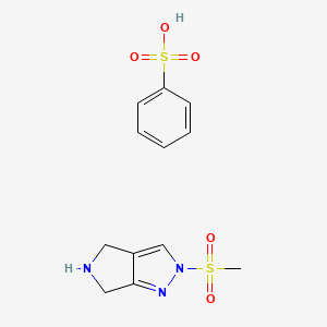 Chemical structure of Pyrrolo[3,4-c]pyrazole, 2,4,5,6-tetrahydro-2-(methylsulfonyl)-, benzenesulfonate