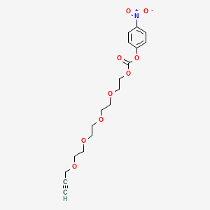 Chemical structure of Propargyl-PEG4-5-nitrophenyl carbonate
