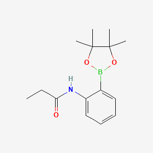 Chemical structure of Propanamide,N-[2-(4,4,5,5-tetramethyl-1,3,2-dioxaborolan-2-yl)phenyl]-