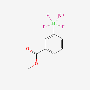 Chemical structure of potassium trifluoro[3-(methoxycarbonyl)phenyl]boranuide