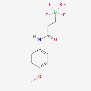 Chemical structure of Potassium trifluoro(3-((4-methoxyphenyl) amino)-3-oxopropyl)borate