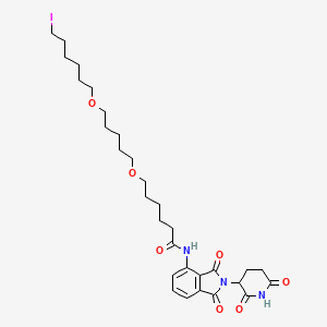 Chemical structure of Pomalidomide-C6-PEG1-C3-PEG1-butyl iodide