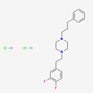 Chemical structure of Piperazine, 1-[2-(3,4-difluorophenyl)ethyl]-4-(3-phenylpropyl)-, dihydrochloride