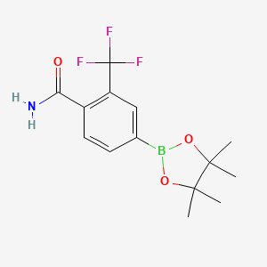 Chemical structure of Pinacol-3-(trifluoromethyl)-4-carbamoyl-phenylborate