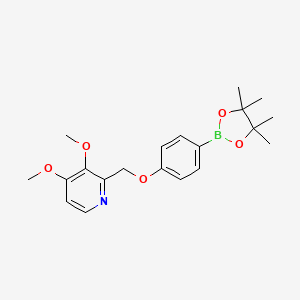 Chemical structure of Pinacol 4-(3,4-dimethoxypyridine-2-ylmethoxy) phenylboronic acid pinacol ester