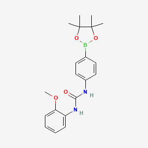 Chemical structure of Pinacol 4-(2-methoxyphenyl urea) phenylboronic acid pinacol ester