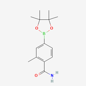 Chemical structure of Pinacol 3-methyl-4-carbamoyl phenylboronic acid