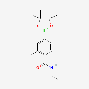 Chemical structure of Pinacol 3-methyl-4-(ethyl carbamoyl) phenylboronic acid