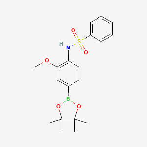 Chemical structure of Pinacol 3-methoxy-4-phenylsulfonylaminophenylboronic acid