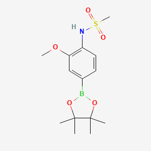 Chemical structure of Pinacol 3-methoxy-4-methylsulfonylaminophenyl boronic acid