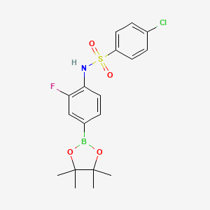 Chemical structure of Pinacol 3-fluoro-4-(4-Chlorobenzenesulfonamide) phenylboronic acid