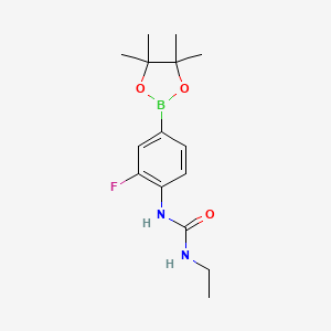 Chemical structure of Pinacol 3-fluoro-4 - (ethylurea) phenylboronic acid
