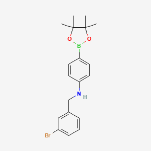 Chemical structure of Pinacol 3-bromobenzylaminophenylboronic acid