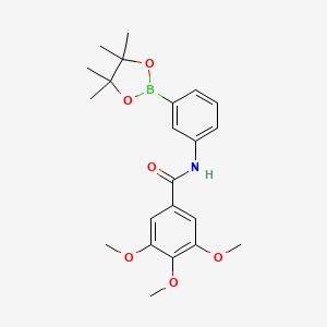 Chemical structure of Pinacol 3-(3,4,5-trimethoxyphenylformamide) phenylboronic acid pinacol ester