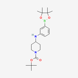 Chemical structure of Pinacol 3-(1-boc-piperidin-4-amino) phenylboronic acid pinacol ester