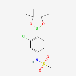 Chemical structure of Pinacol 2-chloro-4-methylsulfonylaminophenylboronic acid