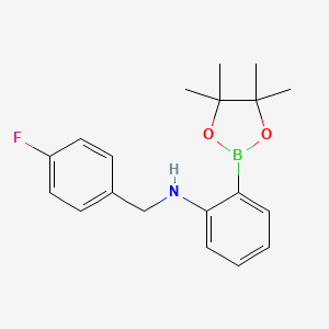 Chemical structure of Pinacol 2-(4-fluorobenzylamino) phenylboronic acid pinacol ester