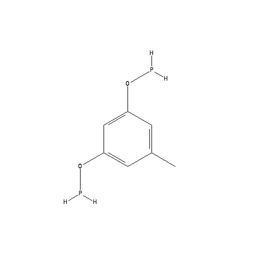 Chemical structure of Phosphinous acid, bis(1,1-dimethylethyl)-, 5-methyl-1,3-phenylene ester