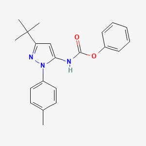Chemical structure of phenyl (3-(tert-butyl)-1-(p-tolyl)-1H-pyrazol-5-yl)carbaMate