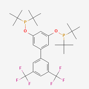 Chemical structure of p-(3,5-bis(trifluoromethyl)phenyl)-C6H3(OP(tert-butyl)2)2