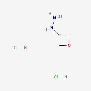 Chemical structure of Oxetan-3-ylhydrazine dihydrochloride
