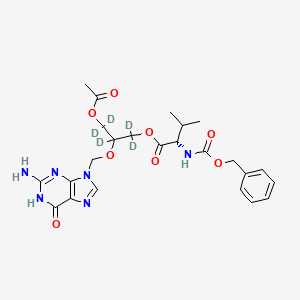 Chemical structure of O-Acetyl N-Benzyloxycarbonyl Valganciclovir-d5