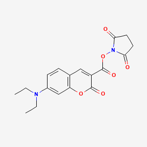 Chemical structure of N-Succinimidyl 7-(Diethylamino)coumarin-3-carboxylate