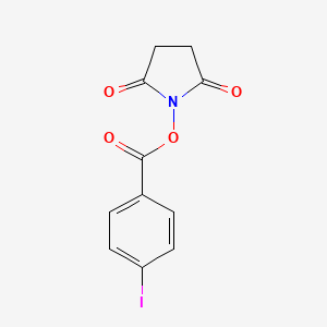 Chemical structure of N-succinimidyl 4-iodobenzoate