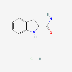 Chemical structure of N-Methyl-2,3-dihydro-1H-indole-2-carboxamide hydrochloride