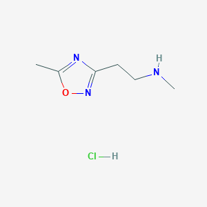 Chemical structure of N-Methyl-2-(5-methyl-1,2,4-oxadiazol-3-yl)ethanamine hydrochloride